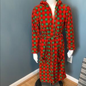 Leveret Fleece Green & Red Christmas Bathrobe 14